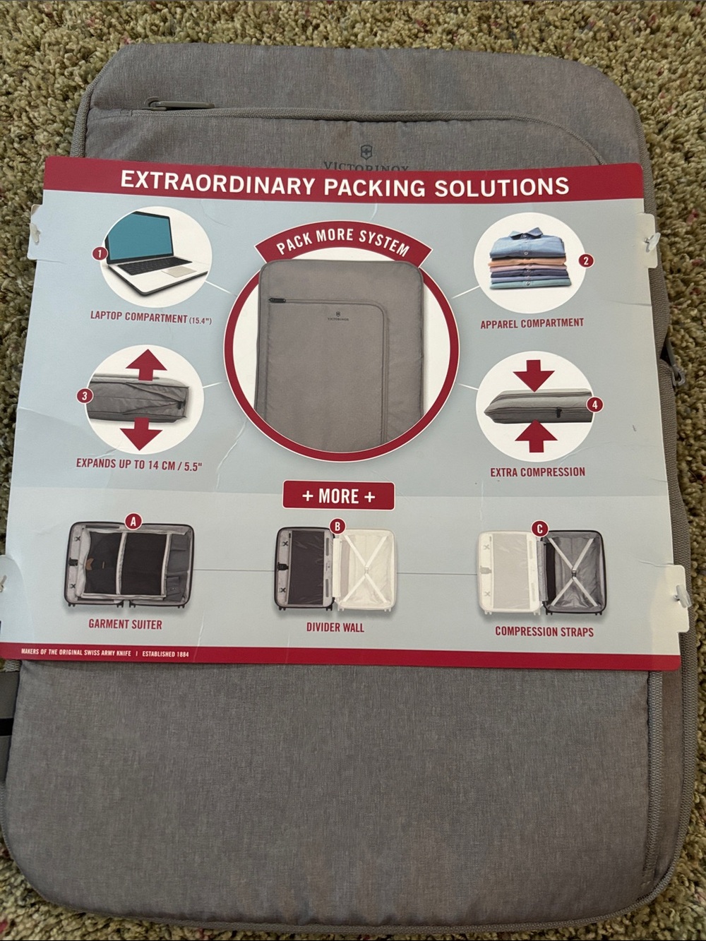 Victorinox Pack More System Expandable Packing Cube Grey Travel Organizer NWT